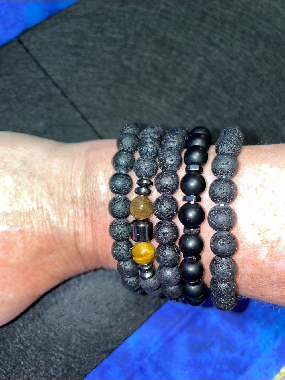Set of 5 - Men’s beaded bracelets with accent stones and pieces.